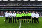 15 September 2019; Referee Brendan Rice and his officials before the TG4 All-Ireland Ladies Football Senior Championship Final match between Dublin and Galway at Croke Park in Dublin. Photo by Piaras Ó Mídheach/Sportsfile