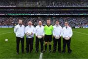 15 September 2019; Referee Brendan Rice and his officials before the TG4 All-Ireland Ladies Football Senior Championship Final match between Dublin and Galway at Croke Park in Dublin. Photo by Piaras Ó Mídheach/Sportsfile