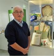 19 September 2019; Jim McConnell from Buncrana stands alongside an exhibit of memorabilia from the local area on show at the National Football Exhibition launch in the Regional Cultural Centre, Letterkenny, Donegal. Photo by Oliver McVeigh/Sportsfile
