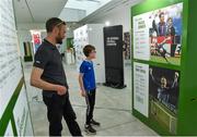 19 September 2019; John O'Donnell and son Sam, from Letterkenny, at the National Football Exhibition launch in the Regional Cultural Centre, Letterkenny, Donegal. Photo by Oliver McVeigh/Sportsfile