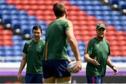 20 September 2019; Head coach Rassie Erasmus, right, and defence consultant Felix Jones during the South Africa captain's run ahead of their opening Pool B game against New Zealand at the International Stadium in Yokohama, Japan.  Photo by Ramsey Cardy/Sportsfile