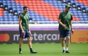 20 September 2019; Head coach Rassie Erasmus, right, and defence consultant Felix Jones during the South Africa captain's run ahead of their opening Pool B game against New Zealand at the International Stadium in Yokohama, Japan.  Photo by Ramsey Cardy/Sportsfile