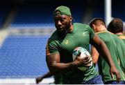 20 September 2019; Tendai Mtawarira during the South Africa captain's run ahead of their opening Pool B game against New Zealand at the International Stadium in Yokohama, Japan.  Photo by Ramsey Cardy/Sportsfile