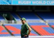 20 September 2019; Head coach Rassie Erasmus during the South Africa captain's run ahead of their opening Pool B game against New Zealand at the International Stadium in Yokohama, Japan.  Photo by Ramsey Cardy/Sportsfile