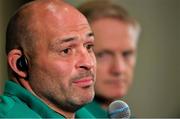 20 September 2019; Ireland captain Rory Best, left, in the company of head coach Joe Schmidt, during the Ireland Rugby squad announcement, ahead of their opening Pool A game against Scotland, at the Yokohama Bay Sheraton Hotel and Towers in Yokohama, Japan. Photo by Brendan Moran/Sportsfile