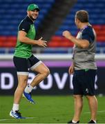 20 September 2019; Robbie Henshaw shares a joke with kicking coach Richie Murphy during the Ireland captain's run ahead of their opening Pool A game against Scotland at the International Stadium in Yokohama, Japan. Photo by Ramsey Cardy/Sportsfile