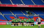 20 September 2019; The Ireland team huddle during the Ireland captain's run ahead of their opening Pool A game against Scotland at the International Stadium in Yokohama, Japan. Photo by Ramsey Cardy/Sportsfile
