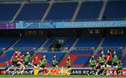 20 September 2019; Players warm-up during the Ireland captain's run ahead of their opening Pool A game against Scotland at the International Stadium in Yokohama, Japan. Photo by Ramsey Cardy/Sportsfile