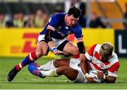 20 September 2019; Lomano Lava Lemeki of Japan is tackled by Vasily Artemyev of Russia the 2019 Rugby World Cup Pool A match between Japan and Russia at the Tokyo Stadium in Chofu, Japan. Photo by Brendan Moran/Sportsfile