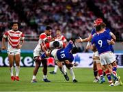 20 September 2019; Vasily Artemyev of Russia is tackled by Pieter Labuschagne of Japan during the 2019 Rugby World Cup Pool A match between Japan and Russia at the Tokyo Stadium in Chofu, Japan. Photo by Brendan Moran/Sportsfile