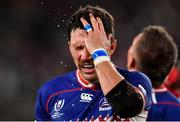 20 September 2019; Vasily Artemyev of Russia reacts after Japan scored their 4th try during the 2019 Rugby World Cup Pool A match between Japan and Russia at the Tokyo Stadium in Chofu, Japan. Photo by Brendan Moran/Sportsfile