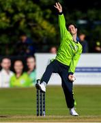 20 September 2019; George Dockrell of Ireland bowls a delivery during the T20 International Tri Series match between Ireland and Scotland at Malahide Cricket Club in Dublin. Photo by Piaras Ó Mídheach/Sportsfile