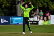 20 September 2019; George Dockrell of Ireland reacts during the T20 International Tri Series match between Ireland and Scotland at Malahide Cricket Club in Dublin. Photo by Piaras Ó Mídheach/Sportsfile