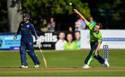 20 September 2019; Shane Getkate of Ireland bowls a delivery during the T20 International Tri Series match between Ireland and Scotland at Malahide Cricket Club in Dublin. Photo by Piaras Ó Mídheach/Sportsfile