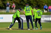 20 September 2019; Gary Wilson of Ireland runs out Craig Wallace of Scotland, to win the game, during the T20 International Tri Series match between Ireland and Scotland at Malahide Cricket Club in Dublin. Photo by Piaras Ó Mídheach/Sportsfile