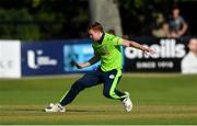 20 September 2019; Shane Getkate of Ireland stops the ball with his foot to prevent a boundary during the T20 International Tri Series match between Ireland and Scotland at Malahide Cricket Club in Dublin. Photo by Piaras Ó Mídheach/Sportsfile
