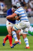 21 September 2019; Guilhem Guirado of France is tackled by Tomas Lavanini of Argentina during the 2019 Rugby World Cup Pool C match between France and Argentina at the Tokyo Stadium in Chofu, Japan. Photo by Brendan Moran/Sportsfile
