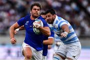 21 September 2019; Damian Penaud of France is tackled by Javier Ortega Desio of Argentina during the 2019 Rugby World Cup Pool C match between France and Argentina at the Tokyo Stadium in Chofu, Japan. Photo by Brendan Moran/Sportsfile