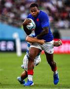 21 September 2019; Virimi Vakatawa of France is tackled by Ramiro Moyano of Argentina during the 2019 Rugby World Cup Pool C match between France and Argentina at the Tokyo Stadium in Chofu, Japan. Photo by Brendan Moran/Sportsfile