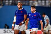 21 September 2019; Gaël Fickou, left, with Antoine Dupont of France, walk off after Argntina score their second try during the 2019 Rugby World Cup Pool C match between France and Argentina at the Tokyo Stadium in Chofu, Japan. Photo by Brendan Moran/Sportsfile