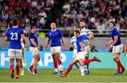 21 September 2019; Camille Lopez of France scores a drop goal during the 2019 Rugby World Cup Pool C match between France and Argentina at the Tokyo Stadium in Chofu, Japan. Photo by Brendan Moran/Sportsfile