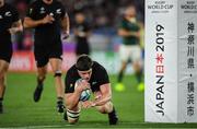 21 September 2019; Scott Barrett of New Zealand scores a second try for his side during the 2019 Rugby World Cup Pool B match between New Zealand and South Africa at the International Stadium in Yokohama, Japan. Photo by Ramsey Cardy/Sportsfile