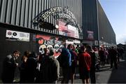 21 September 2019; Bohemians supporters queue outside Dalymount Park, in Dublin, to purchase tickets for their upcoming Extra.ie FAI Cup semi-final match against Shamrock Rovers, which takes place on Friday, September 27th. Photo by Stephen McCarthy/Sportsfile