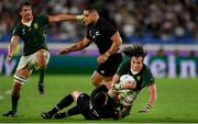 21 September 2019; Franco Mostert of South Africa is tackled by Sonny Bill Williams of New Zealand during the 2019 Rugby World Cup Pool B match between New Zealand and South Africa at the International Stadium in Yokohama, Japan. Photo by Ramsey Cardy/Sportsfile