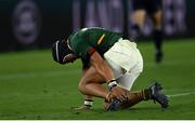 21 September 2019; Cheslin Kolbe of South Africa after picking up an injury during the 2019 Rugby World Cup Pool B match between New Zealand and South Africa at the International Stadium in Yokohama, Japan. Photo by Ramsey Cardy/Sportsfile
