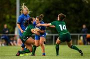 21 September 2019; Caoimhe O'Callaghan of Leinster is tackled by Nina McVann of Connacht during the Under 18 Girls Interprovincial Rugby Championship Third place play-off match between Leinster and Connacht at MU Barnhall in Leixlip, Kildare. Photo by Eóin Noonan/Sportsfile
