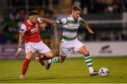 20 September 2019; Lee Grace of Shamrock Rovers and Rhys McCabe of St Patrick's Athletic during the SSE Airtricity League Premier Division match between Shamrock Rovers and St Patrick's Athletic at Tallaght Stadium in Tallaght, Dublin. Photo by Stephen McCarthy/Sportsfile