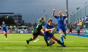 21 September 2019; Grace Miller of Leinster scores her side's third try despite the tackle of Beibhinn Parsons of Connacht during the Women's Interprovincial Championship Final match between Leinster and Connacht at Energia Park in Donnybrook, Dublin. Photo by Eóin Noonan/Sportsfile