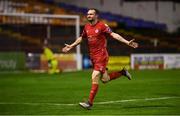 21 September 2019; Conan Byrne of Shelbourne celebrates after scoring his side's second goal during the SSE Airtricity League First Division match between Shelbourne and Limerick FC at Tolka Park in Dublin. Photo by Stephen McCarthy/Sportsfile