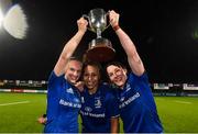 21 September 2019; Leinster captain Sene Naoupu with vice captains Michelle Claffey, left, and Lindsay Peat, right following the Women's Interprovincial Championship Final match between Leinster and Connacht at Energia Park in Donnybrook, Dublin. Photo by Eóin Noonan/Sportsfile