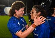 21 September 2019; Jenny Murphy, left celebrates with Sene Naoupu of Leinster following the Women's Interprovincial Championship Final match between Leinster and Connacht at Energia Park in Donnybrook, Dublin. Photo by Eóin Noonan/Sportsfile