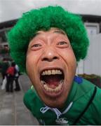 22 September 2019; An Ireland supporter ahead of the 2019 Rugby World Cup Pool A match between Ireland and Scotland at the International Stadium in Yokohama, Japan. Photo by Ramsey Cardy/Sportsfile