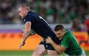 22 September 2019; Stuart Hogg of Scotland is tackled by Andrew Conway of Ireland during the 2019 Rugby World Cup Pool A match between Ireland and Scotland at the International Stadium in Yokohama, Japan. Photo by Ramsey Cardy/Sportsfile