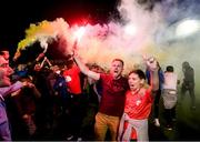 21 September 2019; Shelbourne supporters celebrate following the SSE Airtricity League First Division match between Shelbourne and Limerick FC at Tolka Park in Dublin. Photo by Stephen McCarthy/Sportsfile