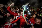 21 September 2019; Shelbourne players and supporters celebrate after being presented with the SSE Airtricity League First Division cup following their SSE Airtricity League First Division match against Limerick FC at Tolka Park in Dublin. Photo by Stephen McCarthy/Sportsfile