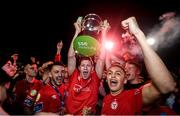 21 September 2019; Shelbourne players celebrate after being presented with the SSE Airtricity League First Division cup following their SSE Airtricity League First Division match against Limerick FC at Tolka Park in Dublin. Photo by Stephen McCarthy/Sportsfile