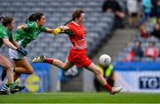 15 September 2019; Lauren Boyle of Louth scores her side's third goal during the TG4 All-Ireland Ladies Football Junior Championship Final match between Fermanagh and Louth at Croke Park in Dublin. Photo by Piaras Ó Mídheach/Sportsfile