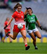 15 September 2019; Eimear Byrne of Louth in action against Aisling Woods of Fermanagh during the TG4 All-Ireland Ladies Football Junior Championship Final match between Fermanagh and Louth at Croke Park in Dublin. Photo by Piaras Ó Mídheach/Sportsfile