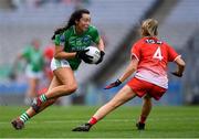 15 September 2019; Blaithín Bogue of Fermanagh in action against Shannen McLaughlin of Louth during the TG4 All-Ireland Ladies Football Junior Championship Final match between Fermanagh and Louth at Croke Park in Dublin. Photo by Piaras Ó Mídheach/Sportsfile