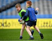 24 September 2019; Conor McGovern, aged 11, left, and Recce Prior, aged 10, both of Corlough, Co. Cavan, during the Littlewoods Ireland Ulster GAA Go Games Provincial Days’ in Croke Park in Dublin. This year over 6,000 boys and girls aged between six and twelve represented their clubs in a series of mini blitzes and – just like their heroes – got to play in Croke Park.  Photo by Harry Murphy/Sportsfile