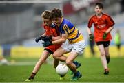 24 September 2019; Finn Craigan of O'Donovan Rossa, Co. Antrim, in action against Michael Campbell of St Joseph's, Co. Antrim, during the Littlewoods Ireland Ulster GAA Go Games Provincial Days’ in Croke Park in Dublin. This year over 6,000 boys and girls aged between six and twelve represented their clubs in a series of mini blitzes and – just like their heroes – got to play in Croke Park.  Photo by Harry Murphy/Sportsfile