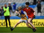 24 September 2019; Dara Donnelly of O'Donovan Rossa, Co. Antrim, in action against Liam Reynolds of St Joseph's, Co. Antrim, during the Littlewoods Ireland Ulster GAA Go Games Provincial Days’ in Croke Park in Dublin. This year over 6,000 boys and girls aged between six and twelve represented their clubs in a series of mini blitzes and – just like their heroes – got to play in Croke Park.  Photo by Harry Murphy/Sportsfile