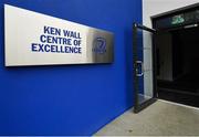 23 September 2019; The Ken Wall Centre of Excellence will be formally opened by Minister for Sport Shane Ross, T.D. and Leinster Rugby CEO Mick Dawson today. The Ken Wall Centre of Excellence was built by Extraspace Solutions and it took 11 months to build. It was fully functional from 1st July 2019 when the doors were opened for the first time to this season’s age grade male and female players. The Centre is 606 sq. metres in total and is fully operational with a gym (210 sq. metres), two meeting rooms, a large open plan office with space for 20 staff, two dressing rooms and showers, a medical room and a kitchen. The Centre, which cost €1.5m to build, was funded by the Department of Sport’s Capital Funds Programme, the IRFU and by private investment, and will be home to the Leinster Rugby Sub-Academy as well as the Leinster Age Grade programme. Also in attendance at the launch were members of the Wall family, who made a significant contribution to the development of the Centre and have dedicated the Centre to the memory of their late father, Ken. Photo by Seb Daly/Sportsfile
