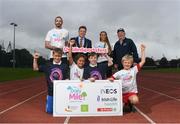 23 September 2019; Athletics Ireland and Dublin City Sport & Wellbeing Partnership are calling on all primary schools in the Dublin City area to sign up to The Daily Mile! Our aim is to get as many schools as possible signed up in the month of September. Pictured are Irish Athlete Ger O’Donnell, Lord Mayor of Dublin Paul McAuliff, Irish Athlete Nadia Power, Frank Greally and Megan Poonoosamy and Gael Rode from Bayside National School, Jamie Wilson and Sebastian Barry from Star Of the Sea, Ringsend, at The Daily Mile Dublin City Schools launch at the Irishtown Stadium in Dublin. Photo by Harry Murphy/Sportsfile