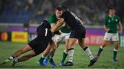 22 September 2019; Chris Farrell of Ireland is tackled by Allan Dell and Sam Johnson of Scotland during the 2019 Rugby World Cup Pool A match between Ireland and Scotland at the International Stadium in Yokohama, Japan. Photo by Brendan Moran/Sportsfile