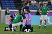 22 September 2019; Peter O'Mahony of Ireland is attended to during the 2019 Rugby World Cup Pool A match between Ireland and Scotland at the International Stadium in Yokohama, Japan. Photo by Brendan Moran/Sportsfile